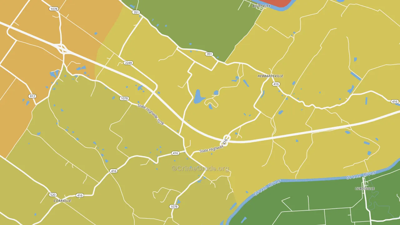 Hebbardsville, KY Map of Robbery Rates