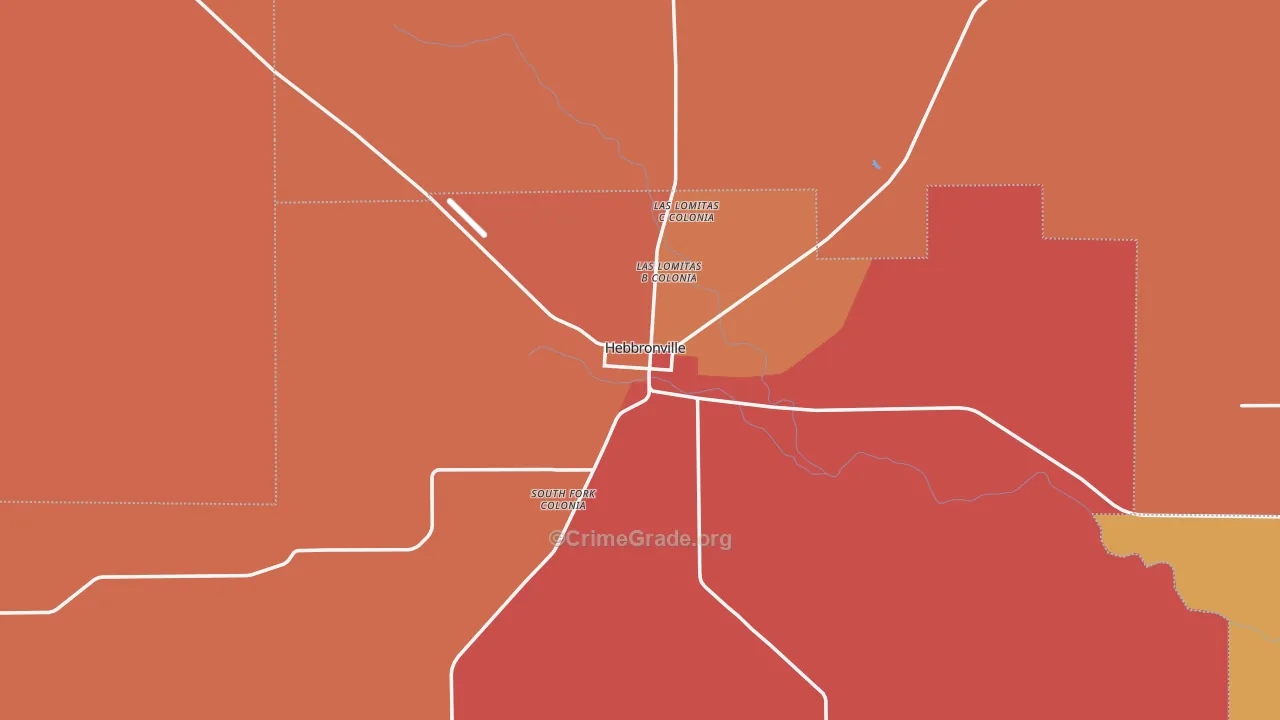Hebbronville, TX Map of Robbery Rates