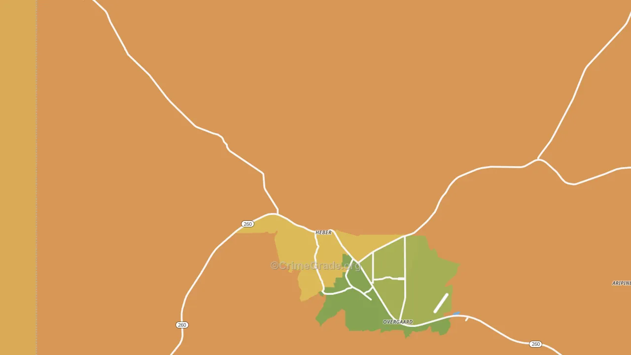 Heber, AZ Map of Robbery Rates