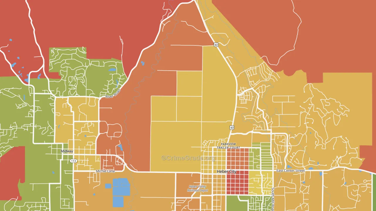 Heber, UT Map of Robbery Rates