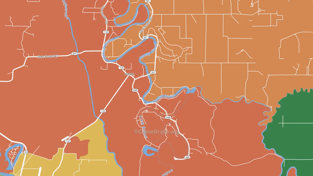 Hebert, LA Map of Robbery Rates