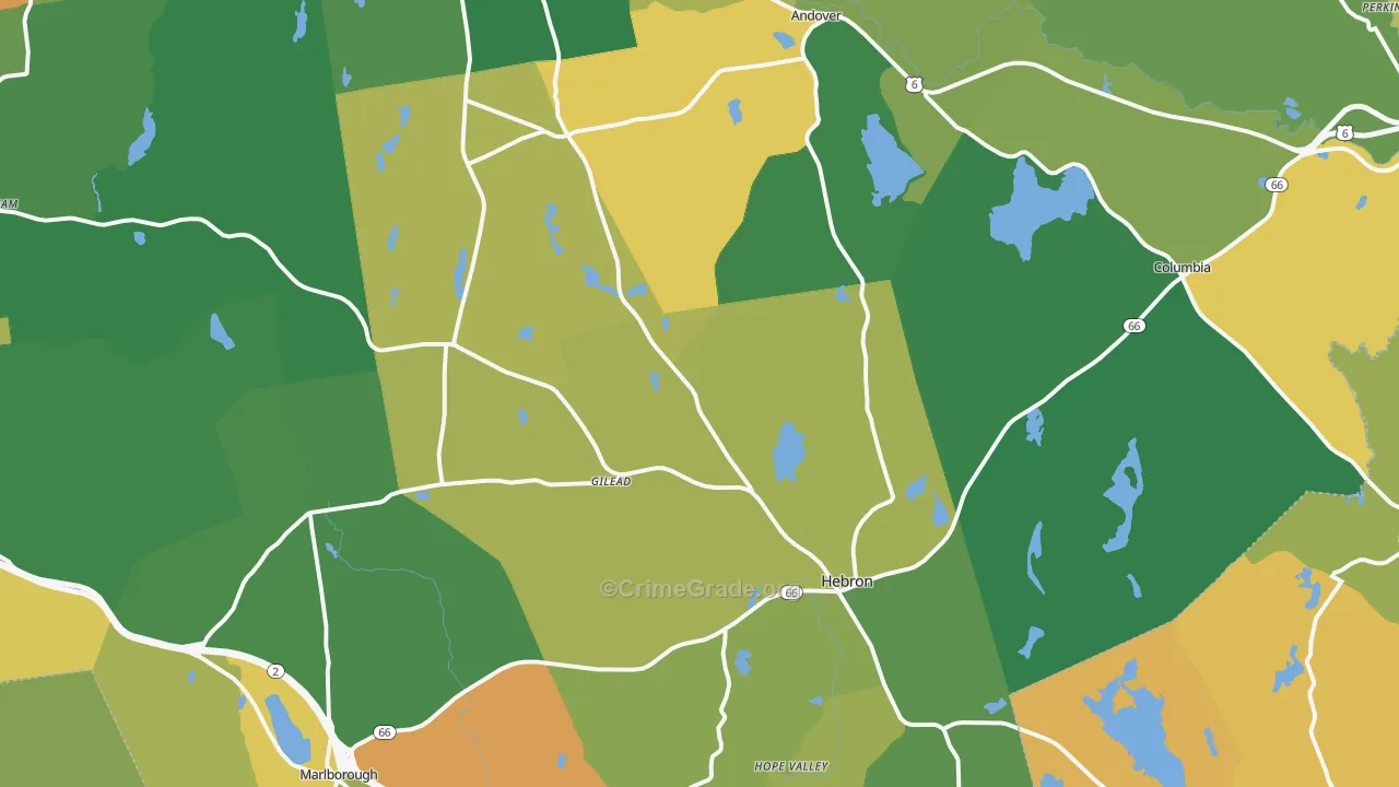 Hebron, CT Map of Robbery Rates