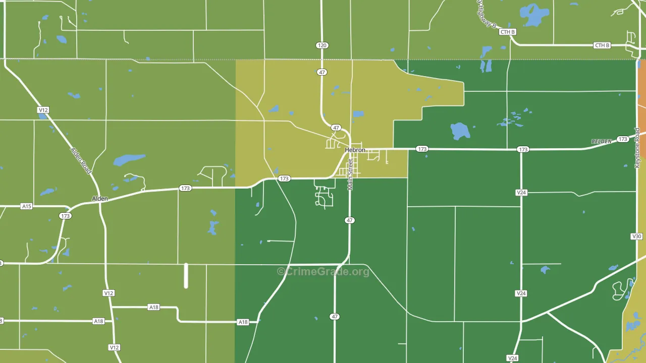 Hebron, IL Map of Robbery Rates