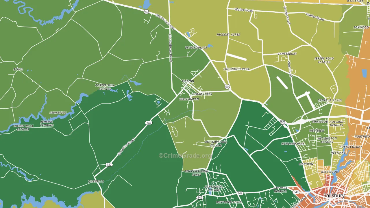 Hebron, MD Map of Robbery Rates