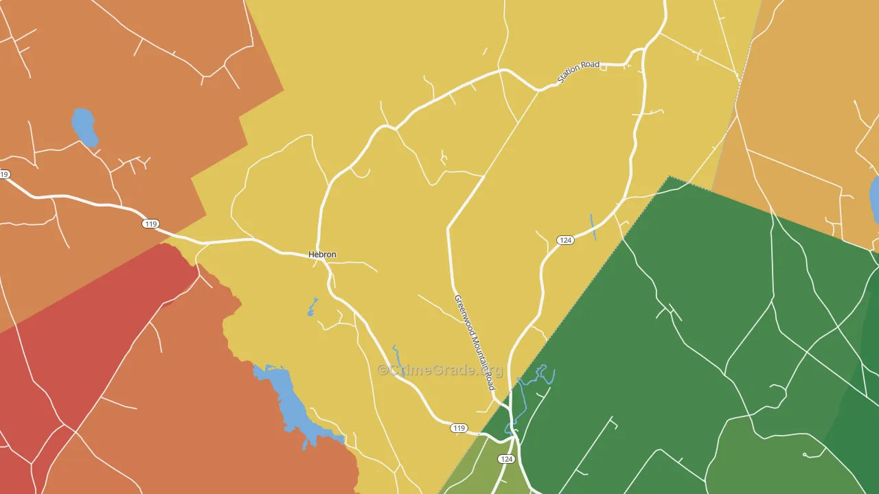 Hebron, ME Map of Robbery Rates