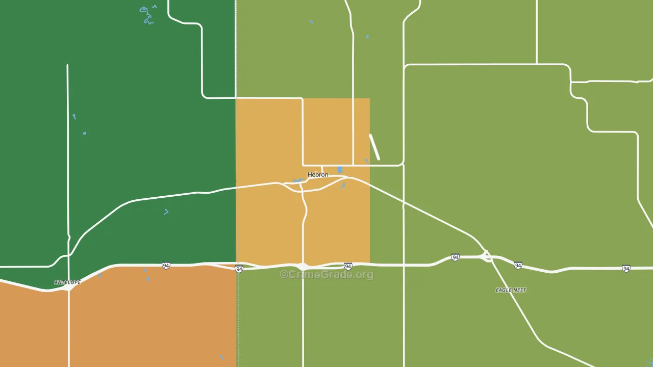Hebron, ND Map of Robbery Rates