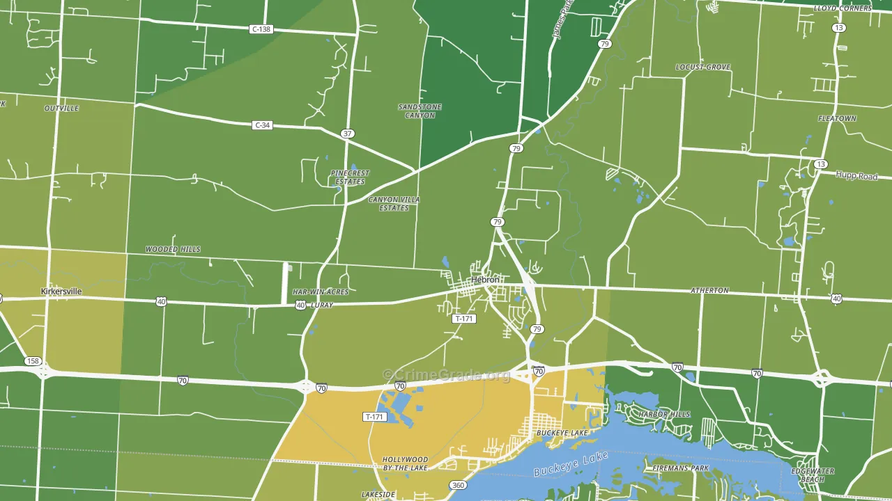 Hebron, OH Map of Robbery Rates