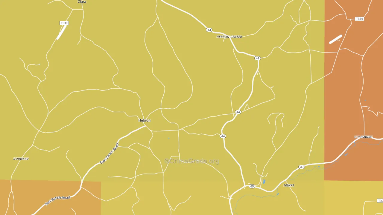 Hebron, PA Map of Robbery Rates