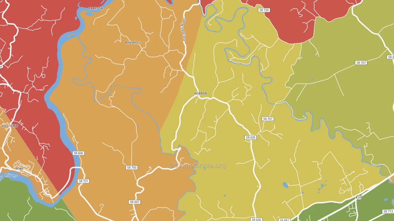 Hebron, VA Map of Robbery Rates