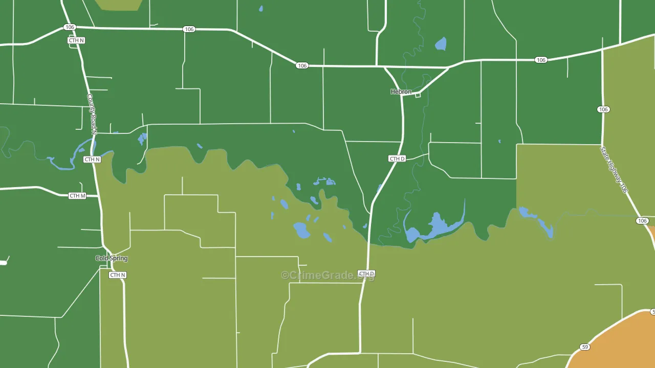 Hebron, WI Map of Robbery Rates