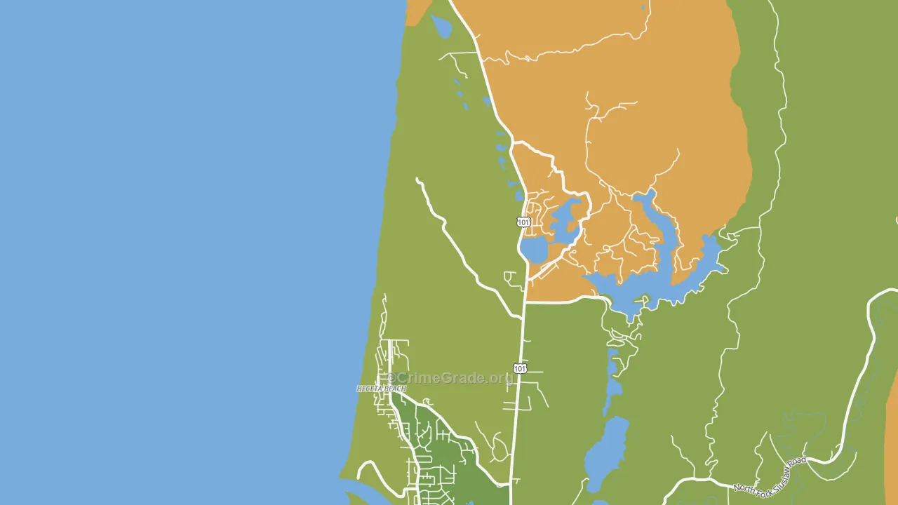 Heceta Beach, OR Map of Robbery Rates