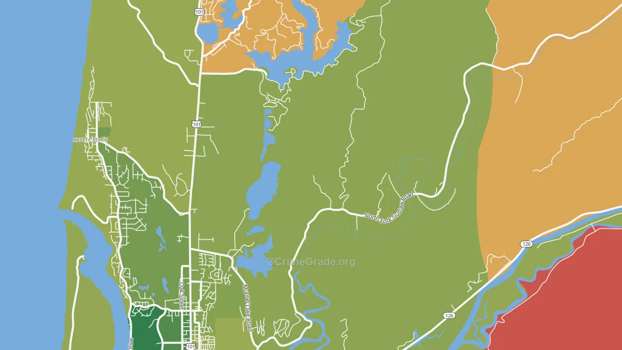 Heceta Junction, OR Map of Robbery Rates