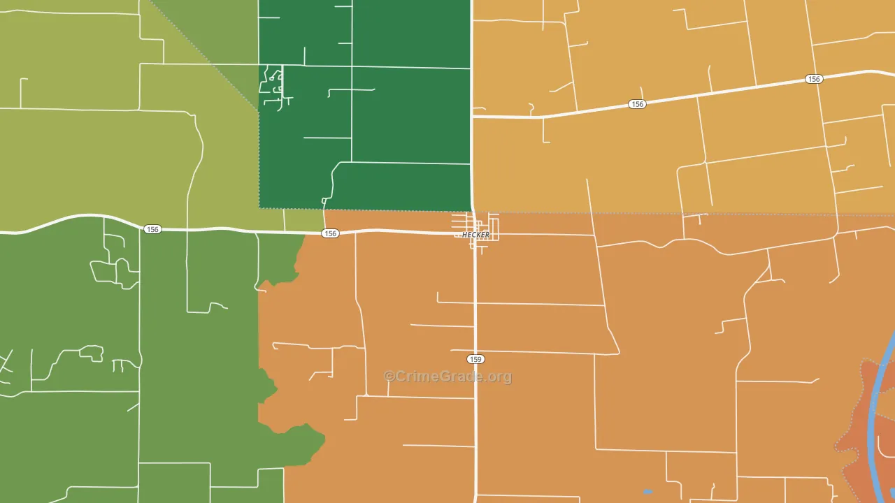 Hecker, IL Map of Robbery Rates