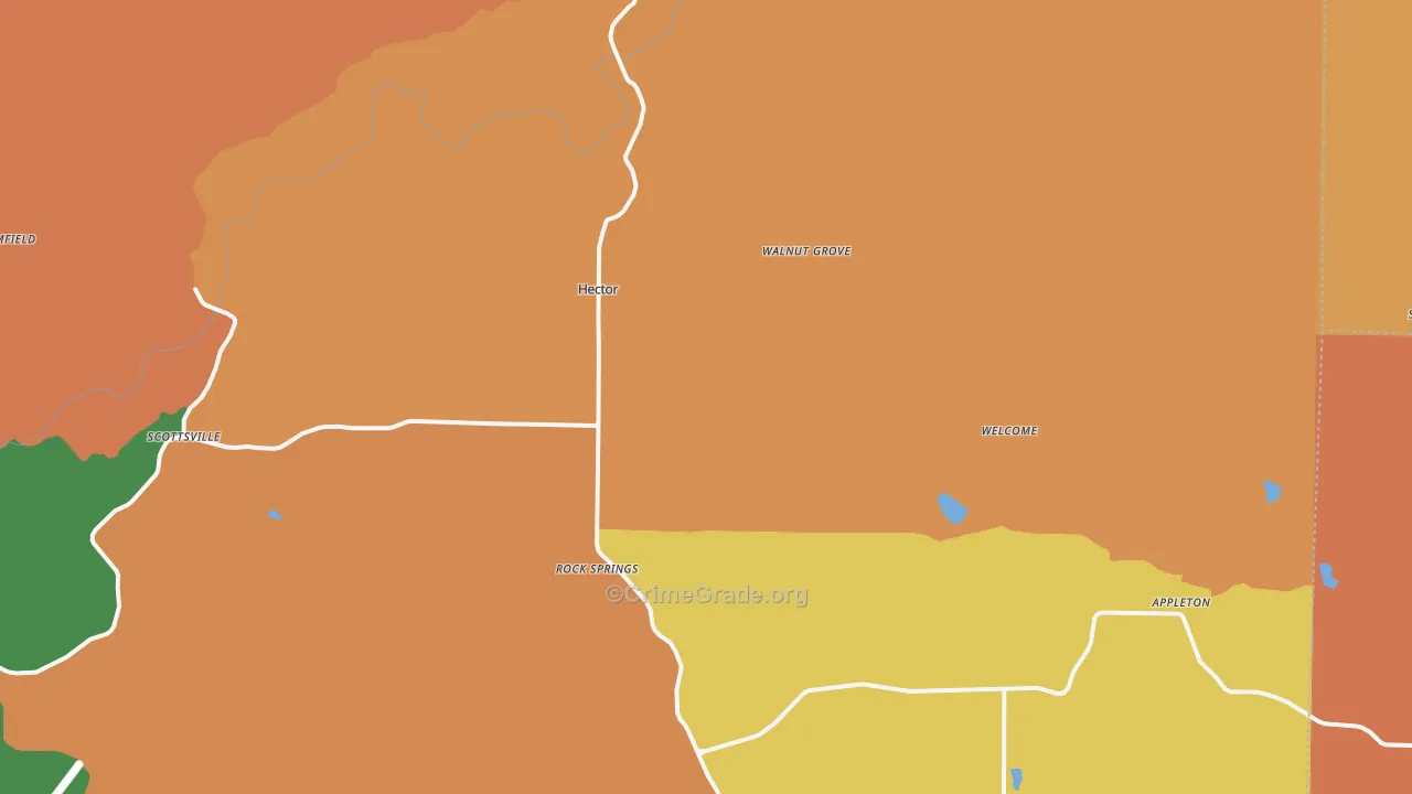 Hector, AR Map of Robbery Rates
