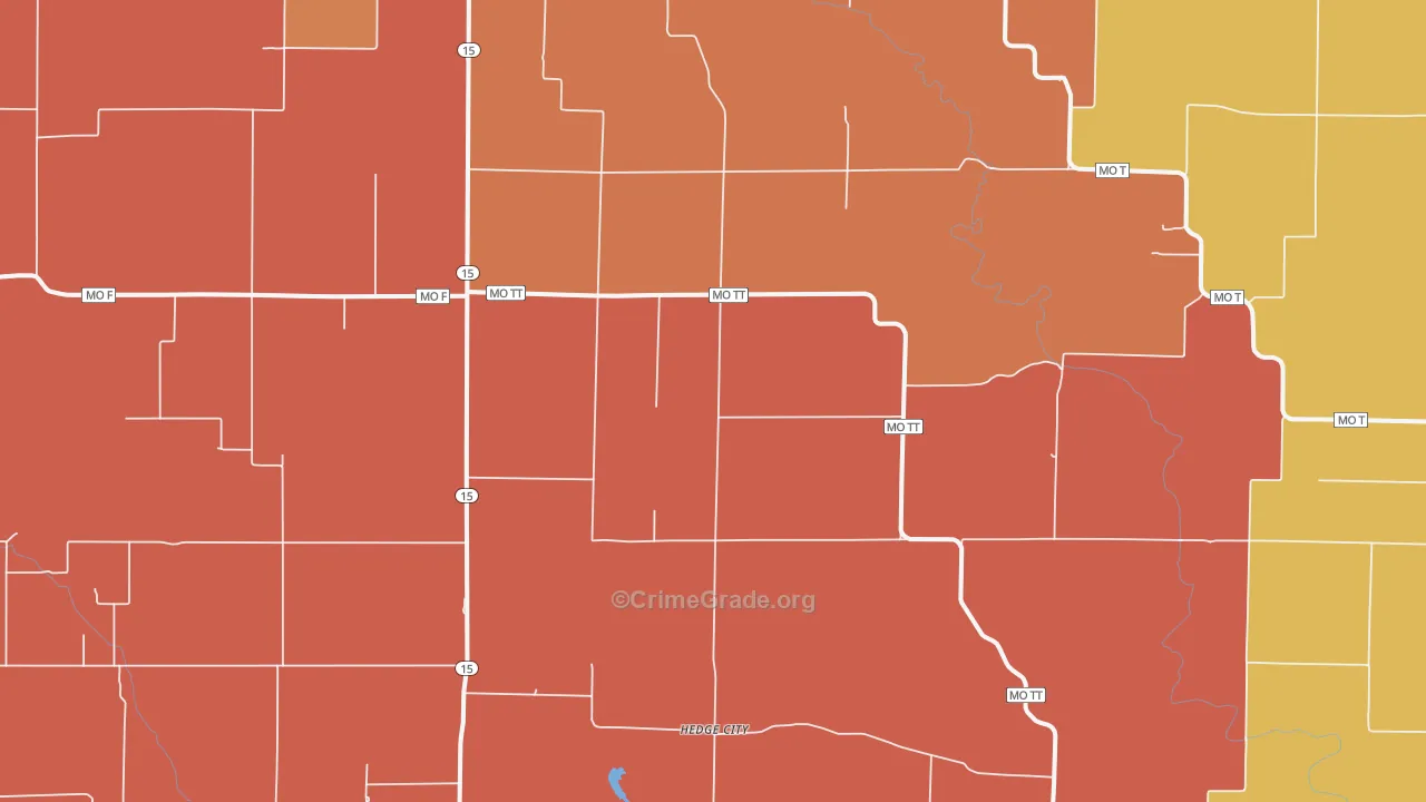 Hedge City, MO Map of Robbery Rates