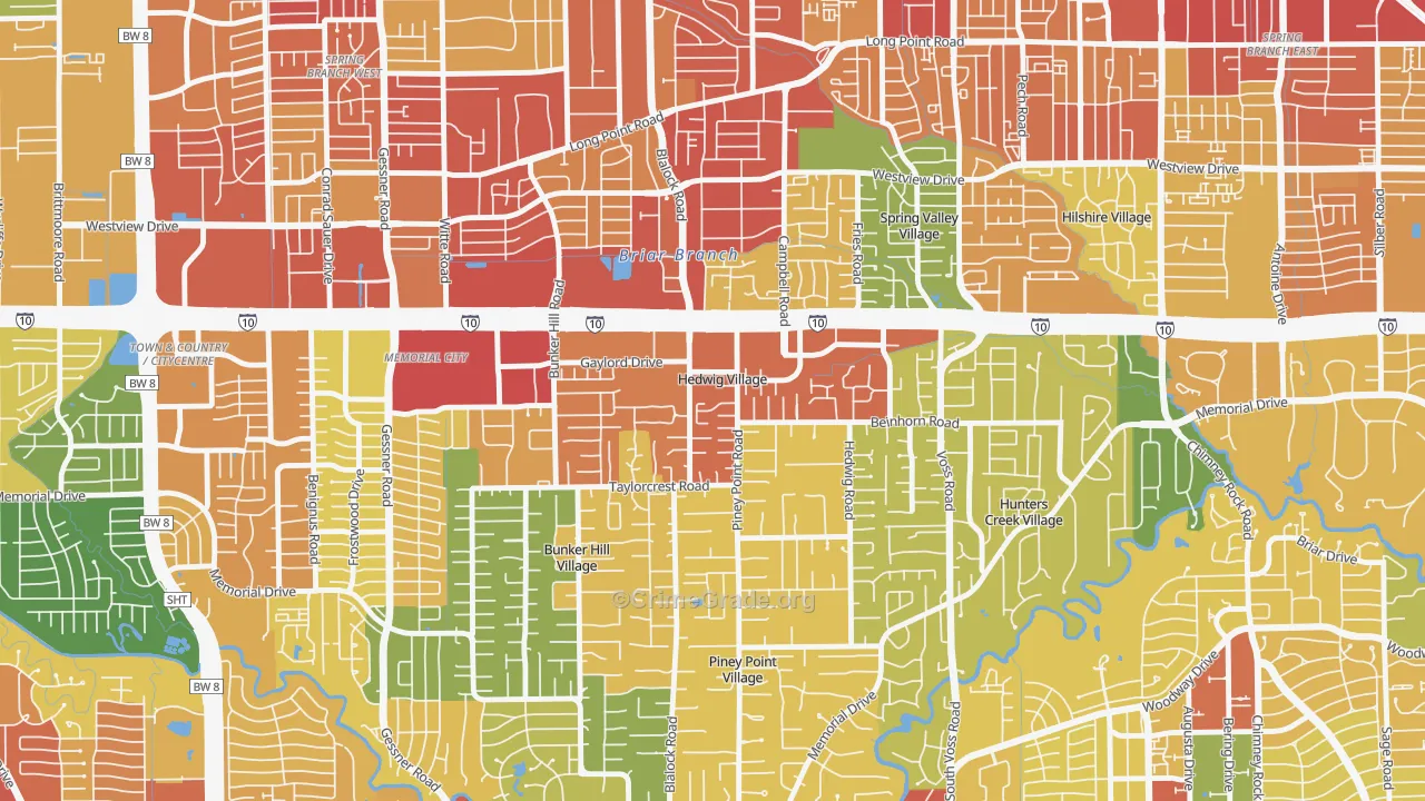 Hedwig Village, TX Map of Robbery Rates