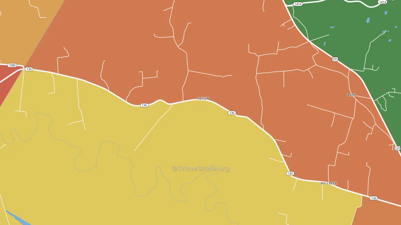 Heflin, KY Map of Robbery Rates