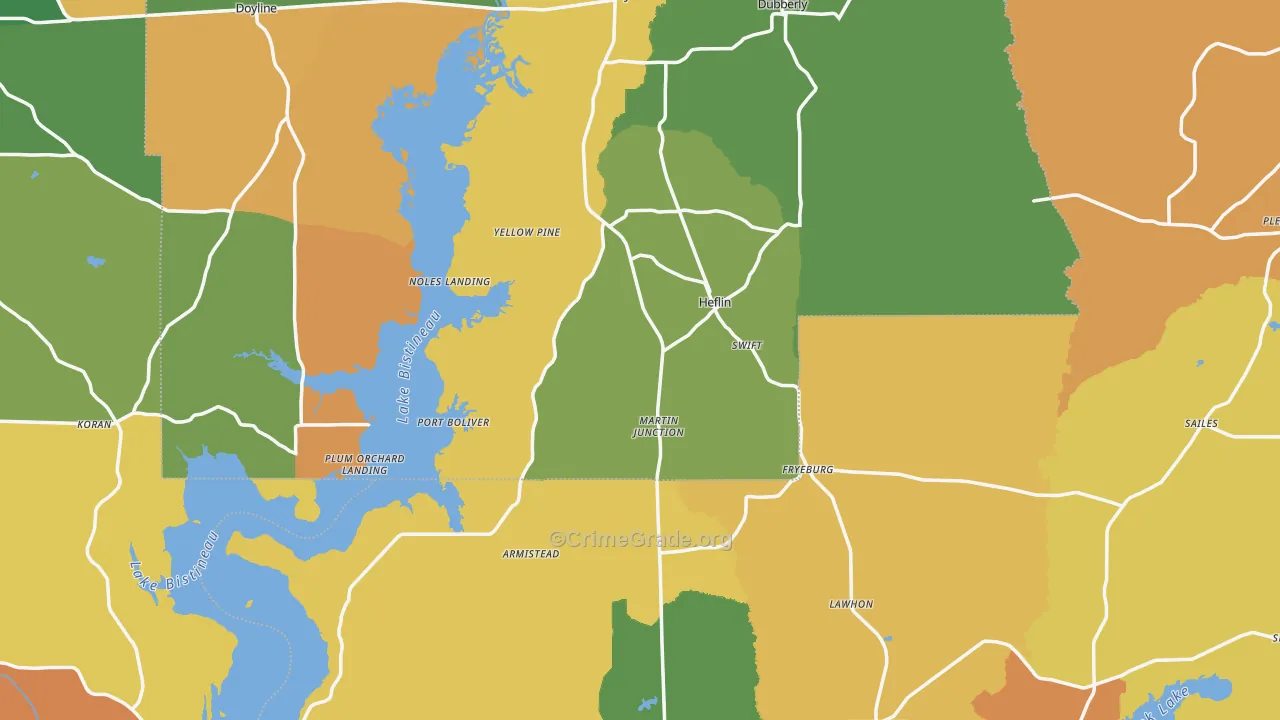 Heflin, LA Map of Robbery Rates