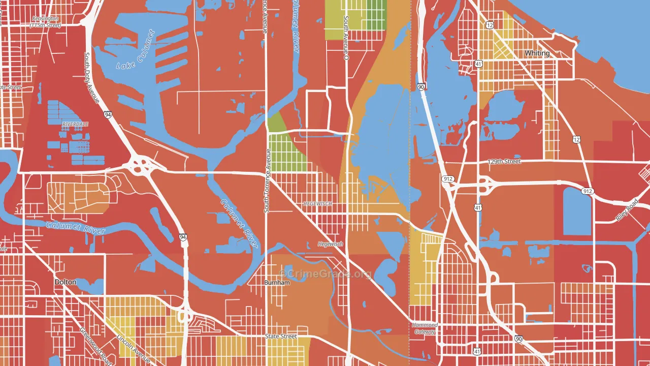 Hegewisch, Chicago, IL Map of Robbery Rates