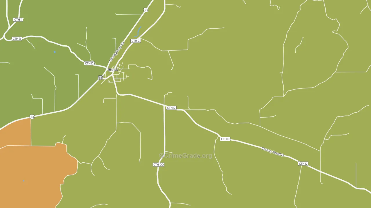 Hegg, WI Map of Robbery Rates