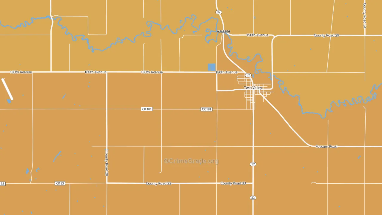 Heiberg, MN Map of Robbery Rates