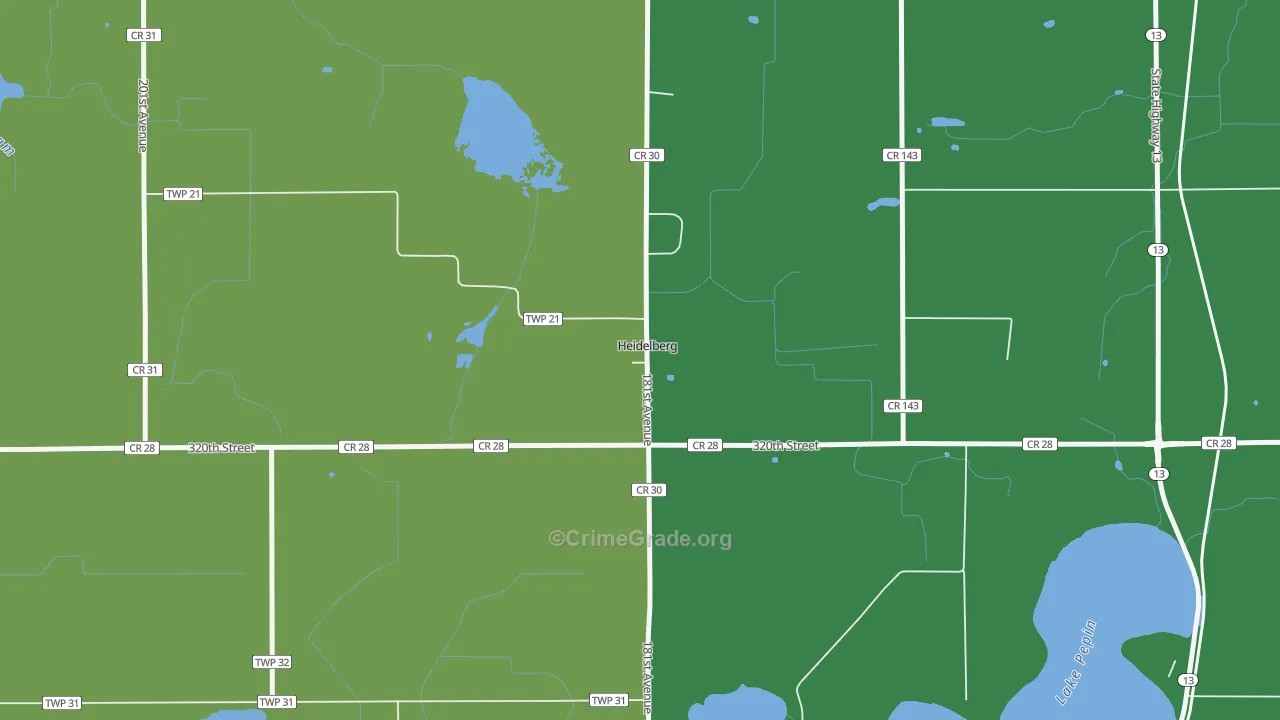 Heidelberg, MN Map of Robbery Rates