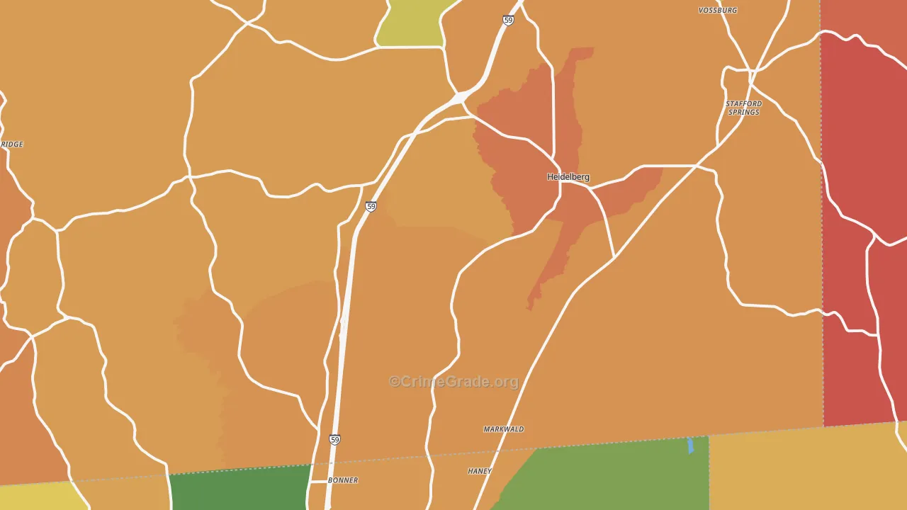 Heidelberg, MS Map of Robbery Rates