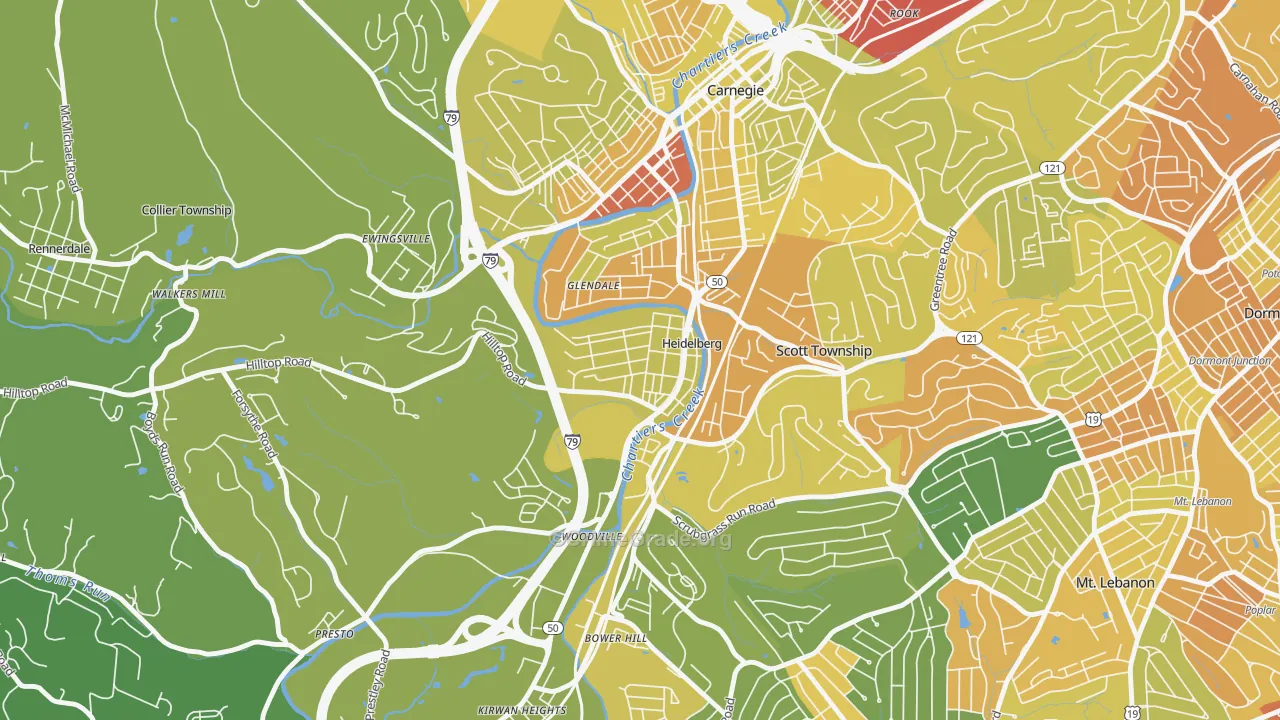 Heidelberg, PA Map of Robbery Rates