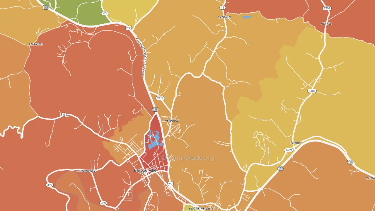 Heidrick, KY Map of Robbery Rates