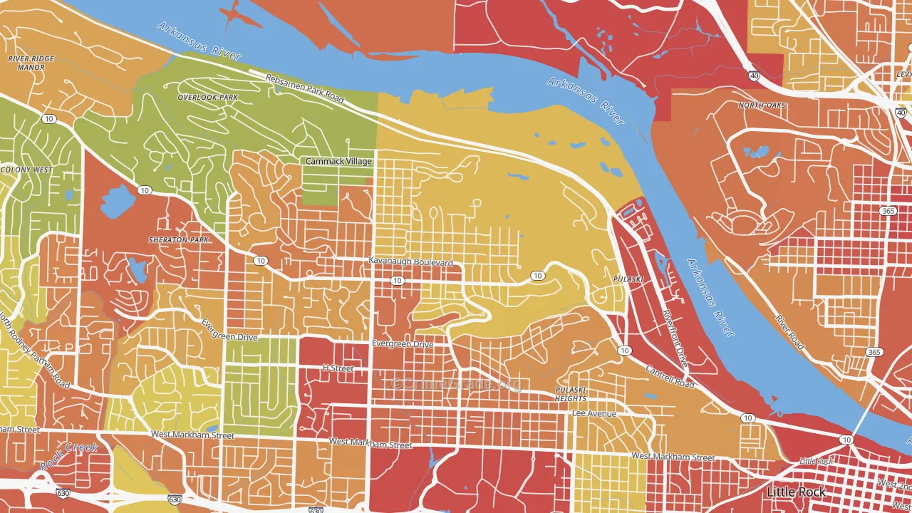Heights, Little Rock, AR Map of Robbery Rates