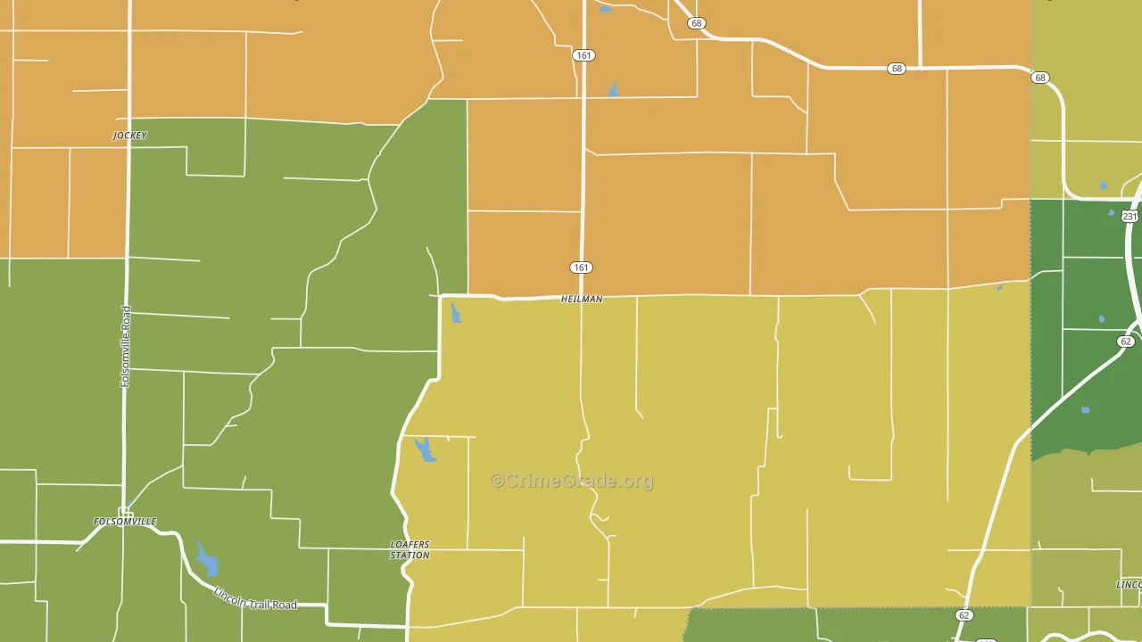 Heilman, IN Map of Robbery Rates