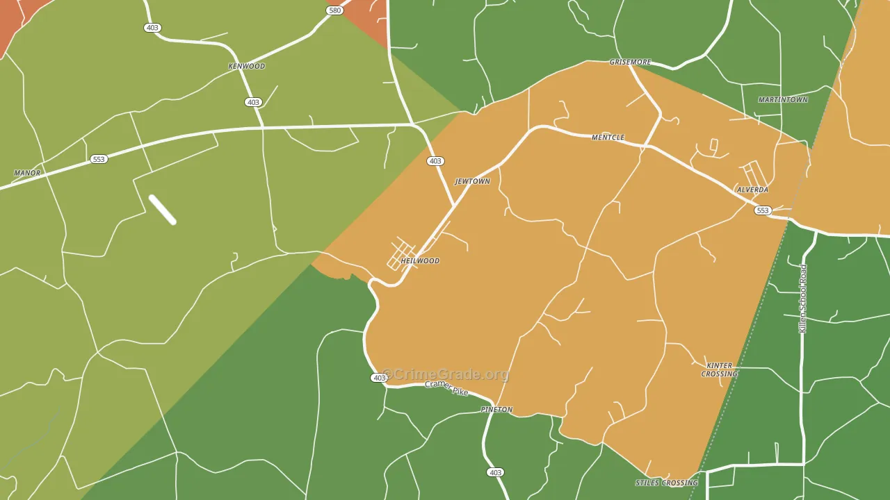 Heilwood, PA Map of Robbery Rates