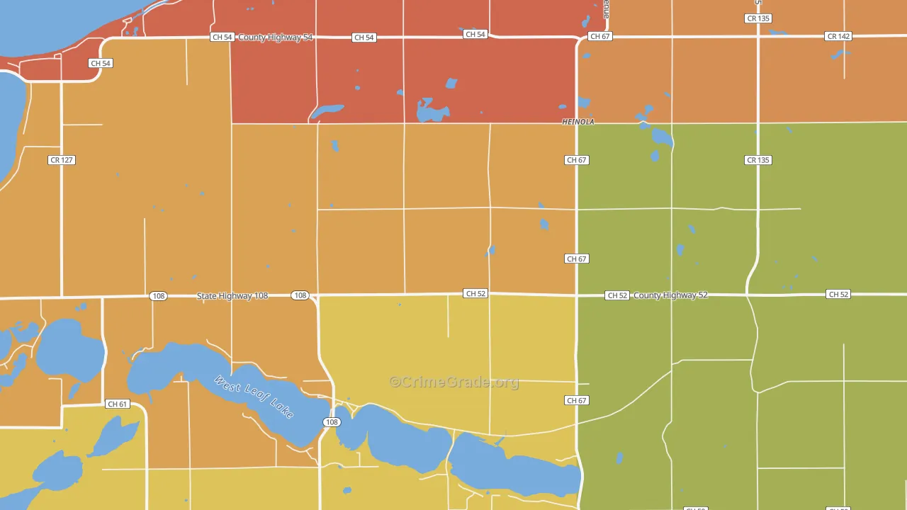 Heinola, MN Map of Robbery Rates