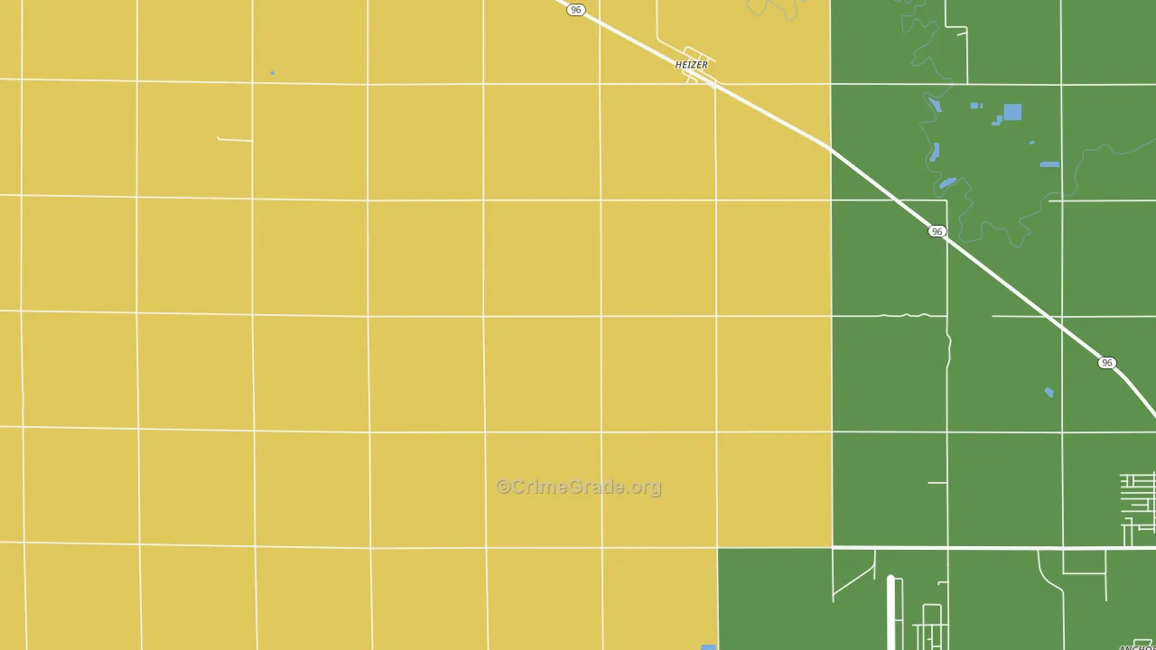 Heizer, KS Map of Robbery Rates