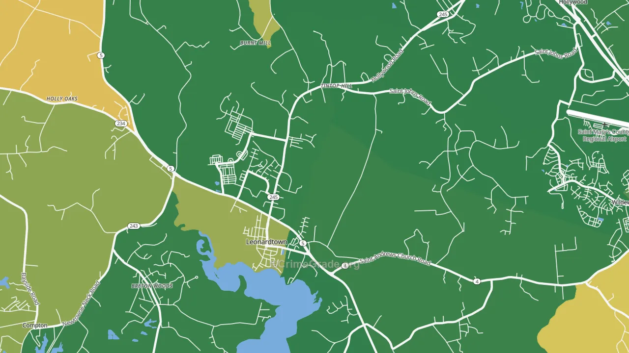 Helen, MD Map of Robbery Rates
