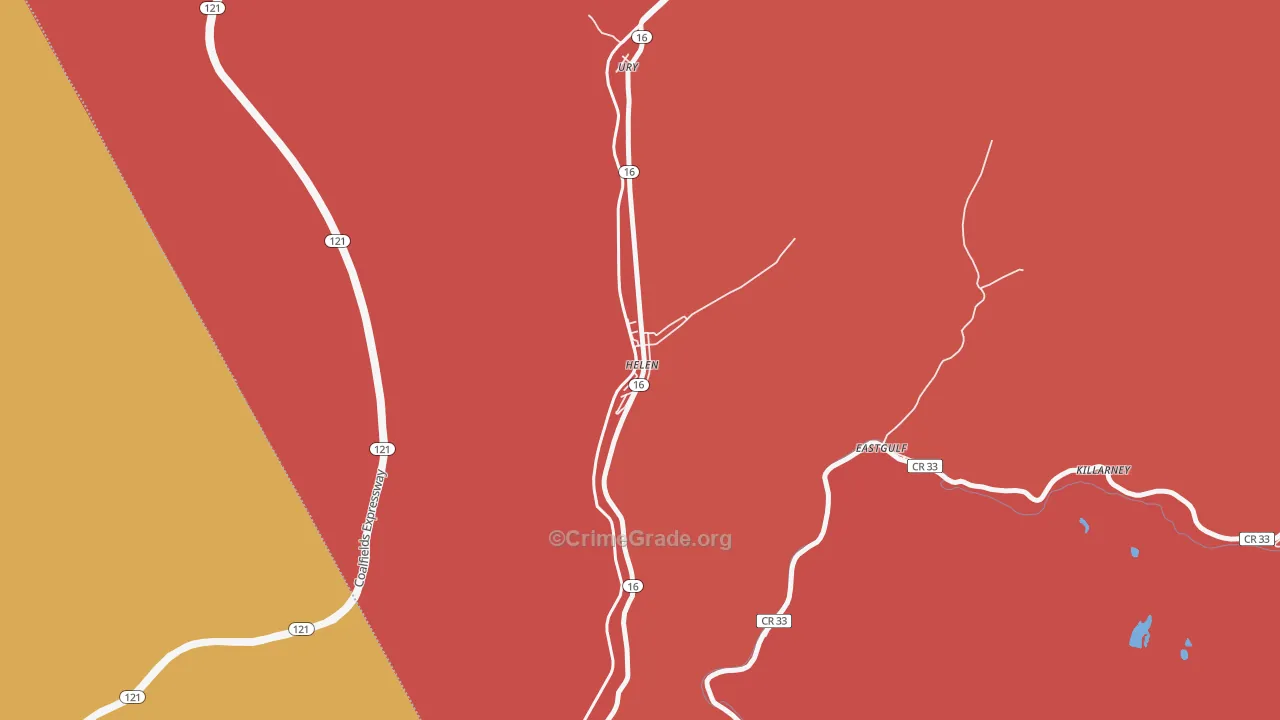 Helen, WV Map of Robbery Rates
