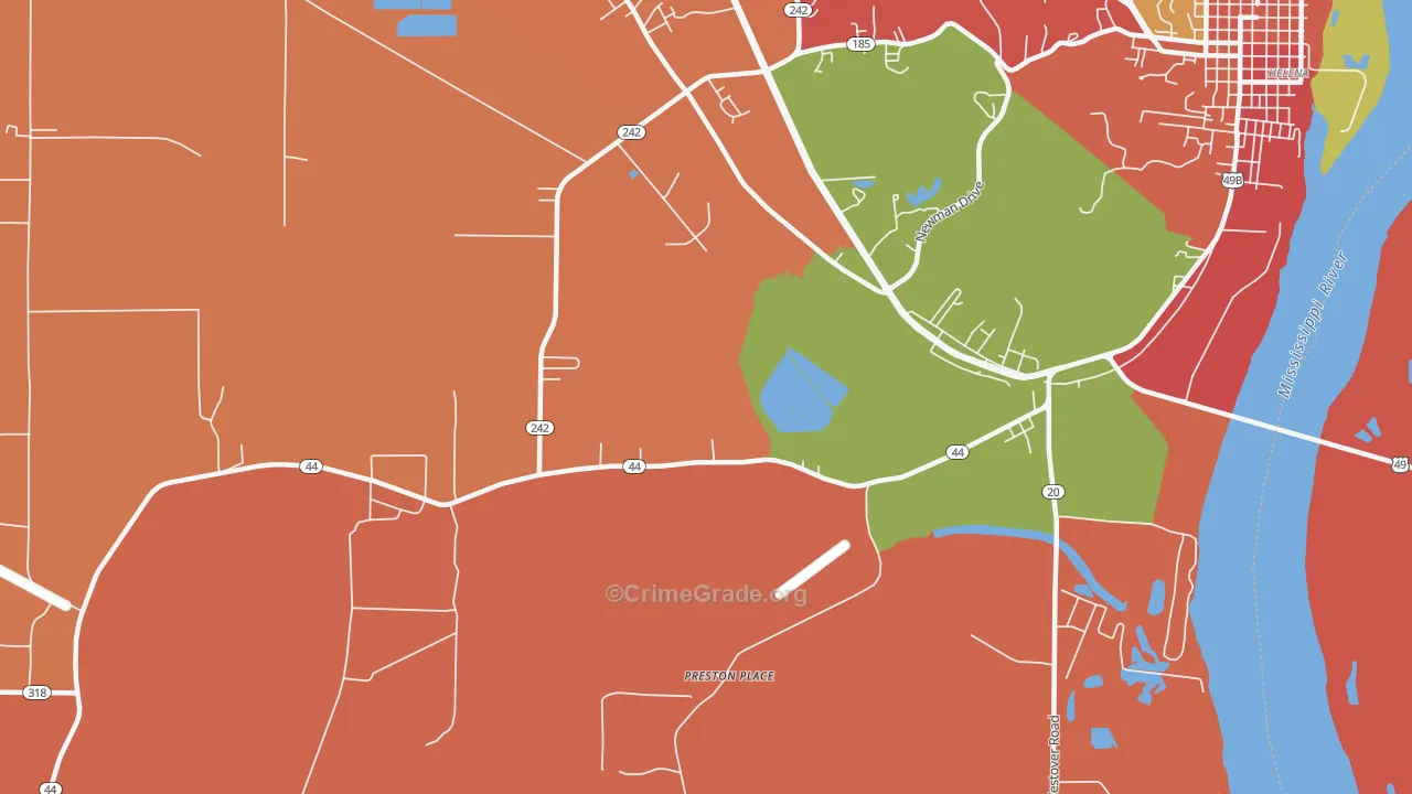 Helena Crossing, AR Map of Robbery Rates