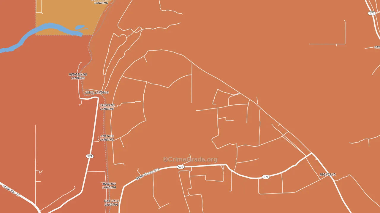 Helena, LA Map of Robbery Rates