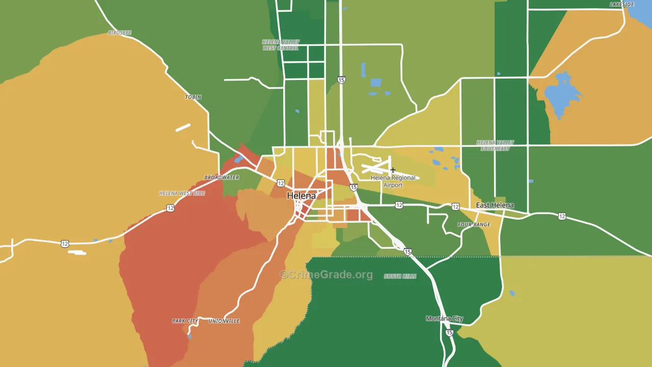 Helena, MT Map of Robbery Rates