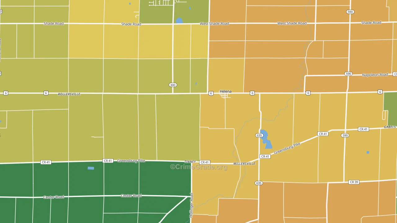Helena, OH Map of Robbery Rates