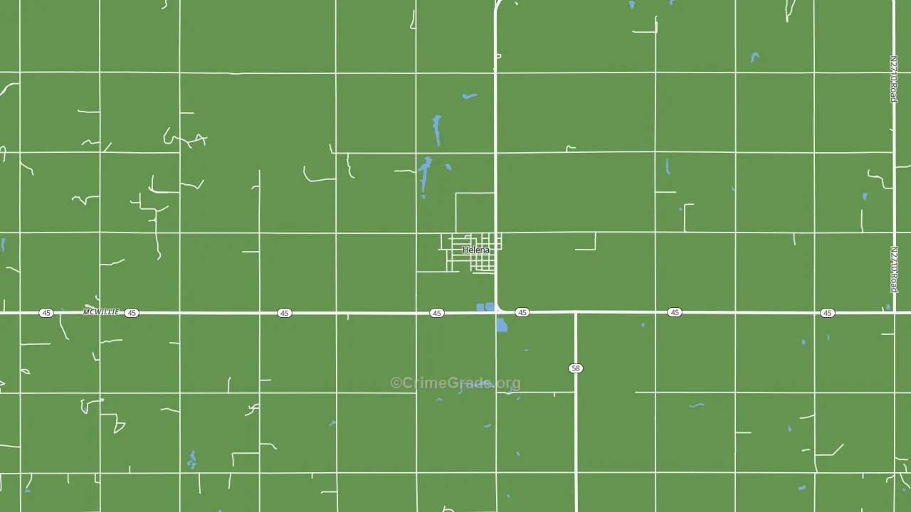 Helena, OK Map of Robbery Rates