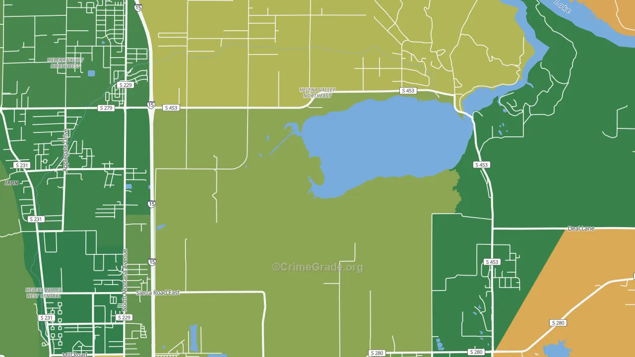 Helena Valley Northeast, MT Map of Robbery Rates