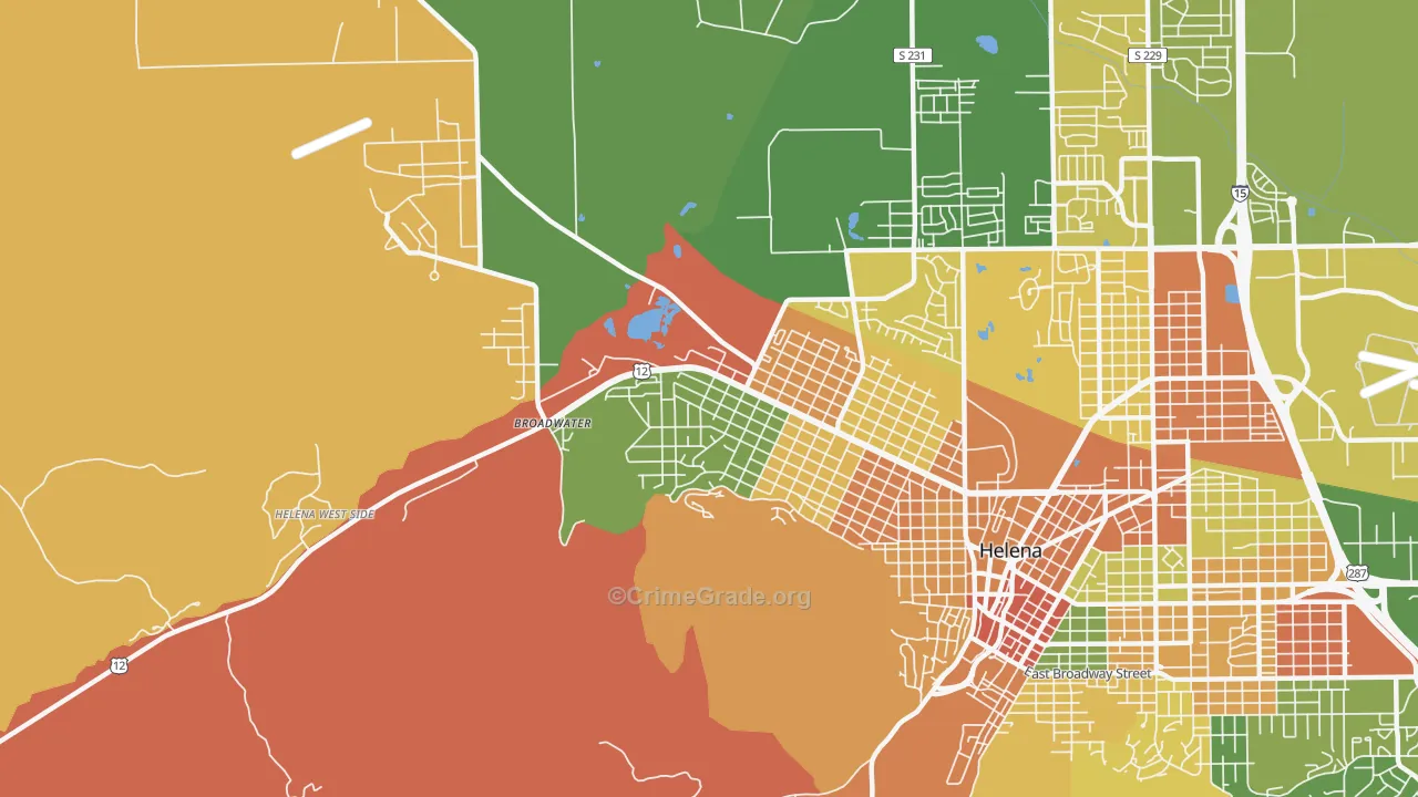 Helena West Side, MT Map of Robbery Rates