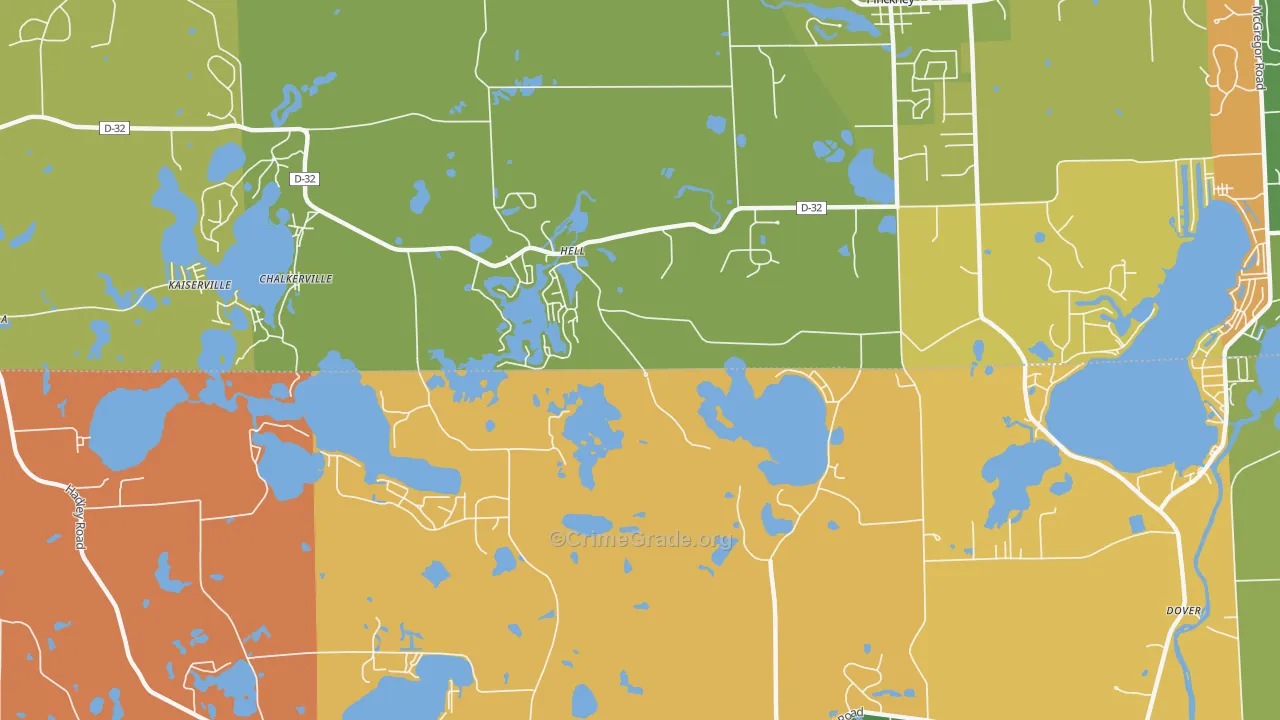 Hell, MI Map of Robbery Rates