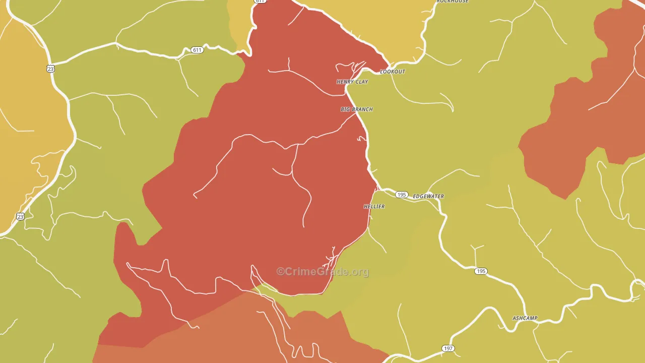Hellier, KY Map of Robbery Rates