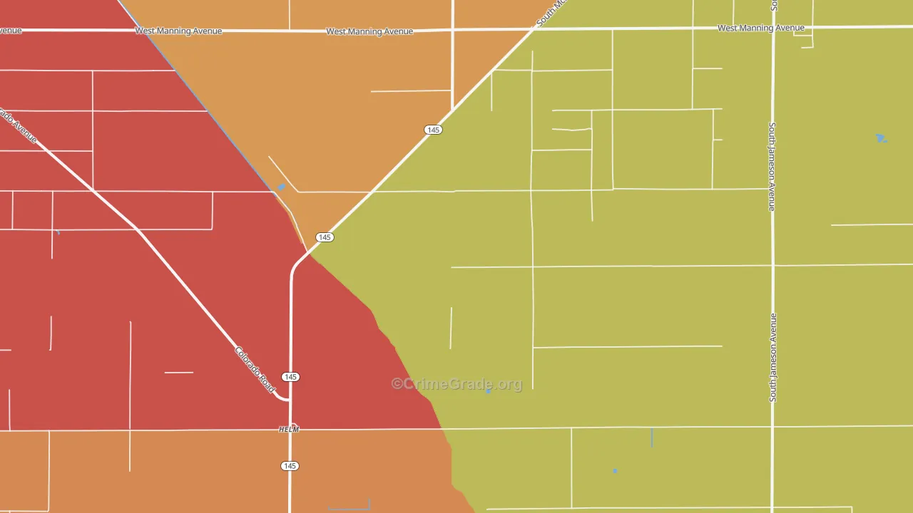 Helm, CA Map of Robbery Rates