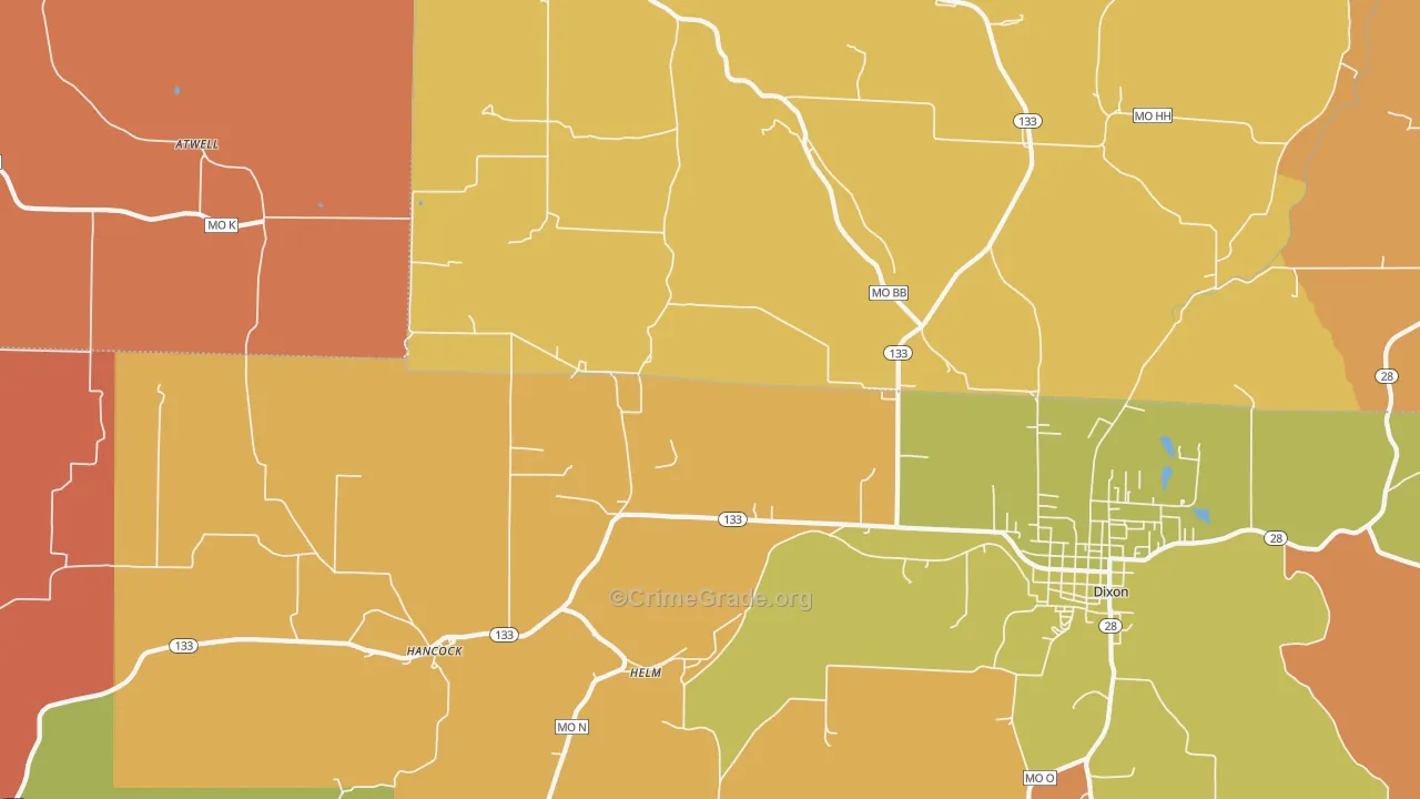 Helm, MO Map of Robbery Rates
