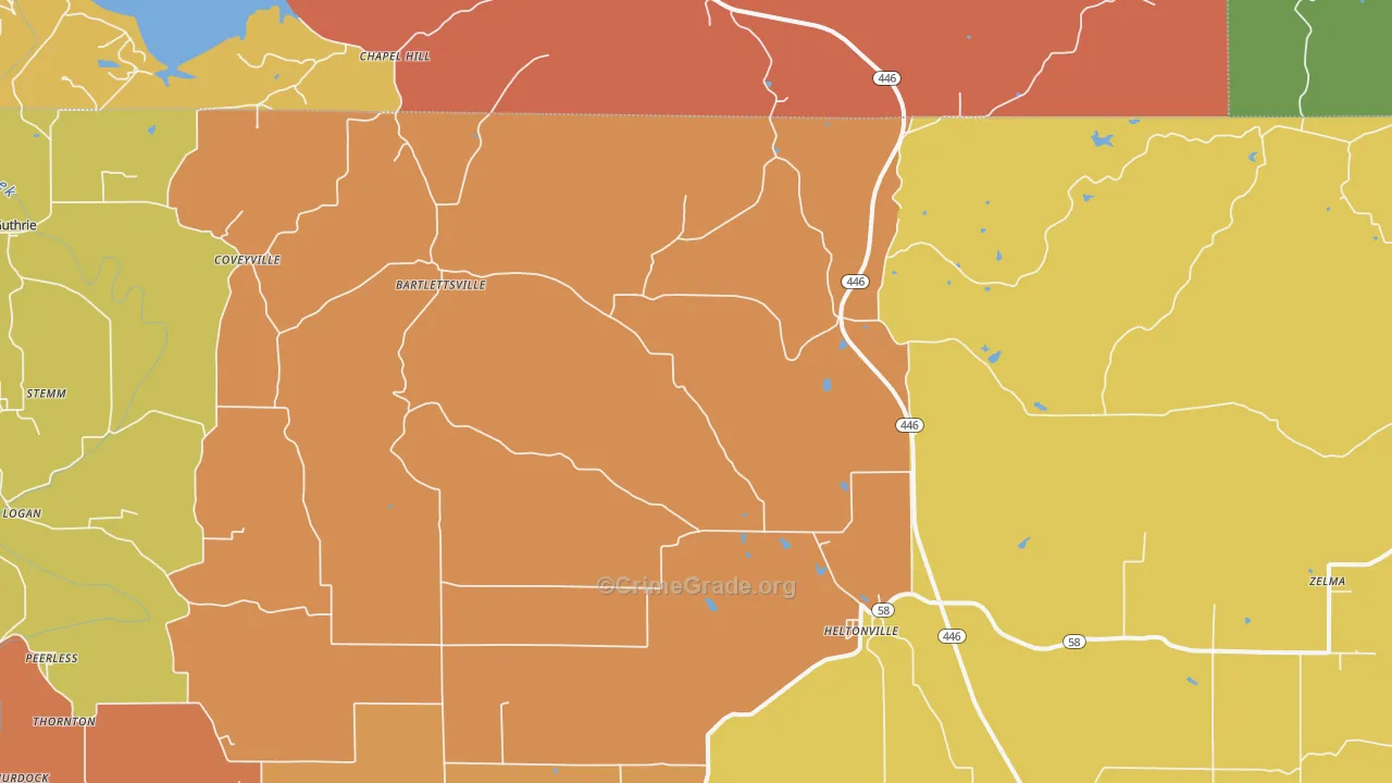 Heltonville, IN Map of Robbery Rates