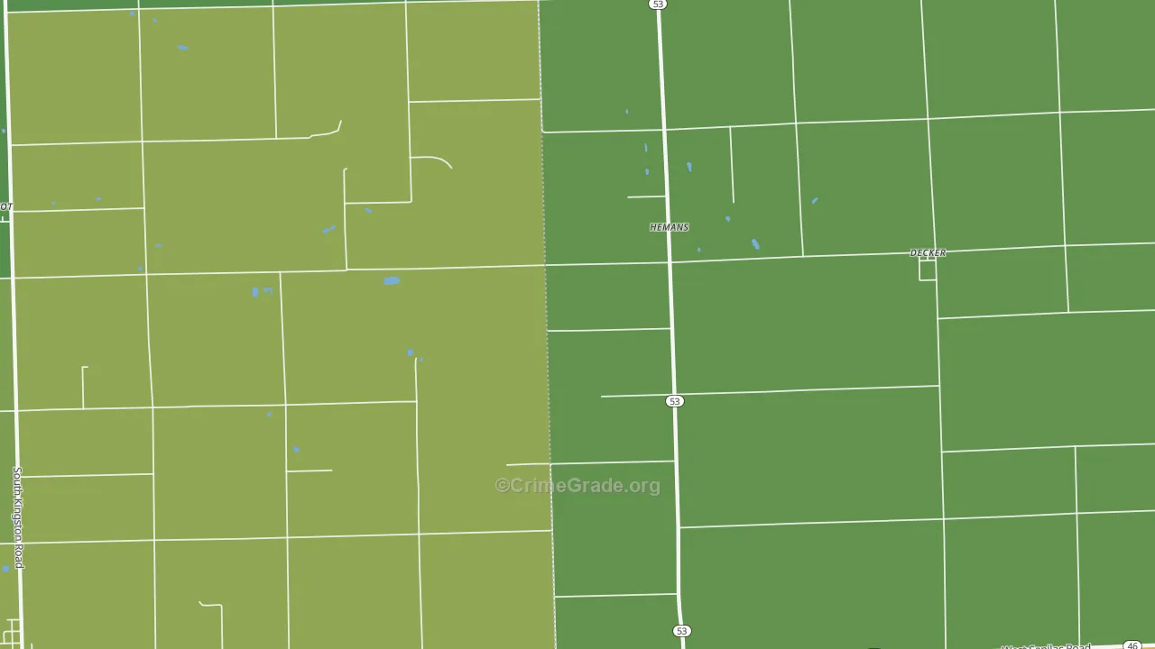 Hemans, MI Map of Robbery Rates
