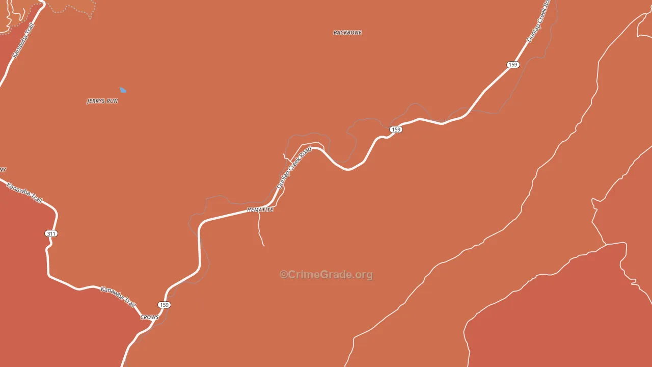 Hematite, VA Map of Robbery Rates